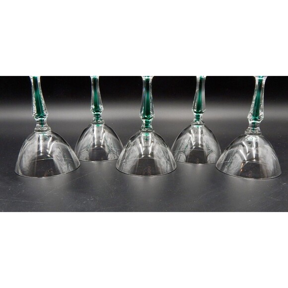 Vintage Morgantown Fischer Green Filament Stem 3 oz Cordial Glasses Lot of 5 - Picture 8 of 8